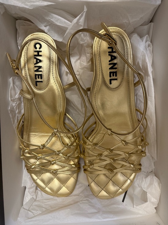 CHANEL Shoes - CHANEL gold sandals